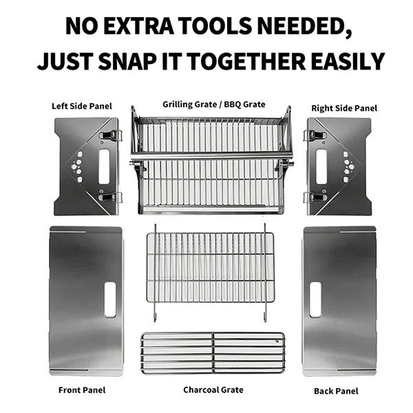 Flip Rotatable BBQ Grill｜Portable Foldable Stainless Steel｜Camping Picnic Outdoor Grill